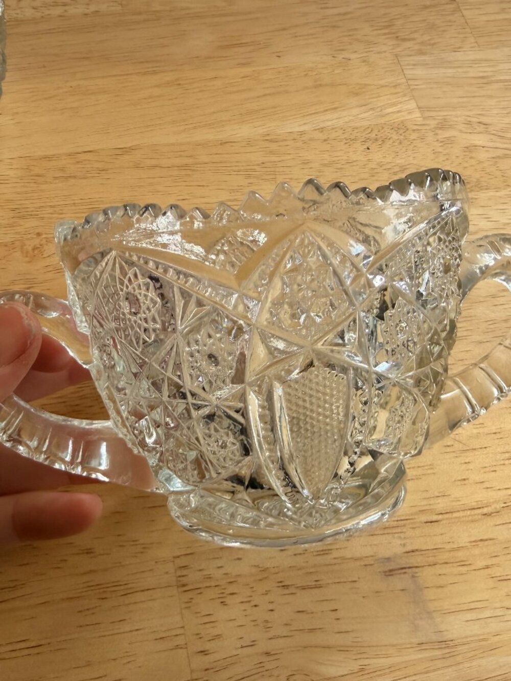 Real Crystal Glass Sugar Dish and Creamer Vintage McKee Matched Pair